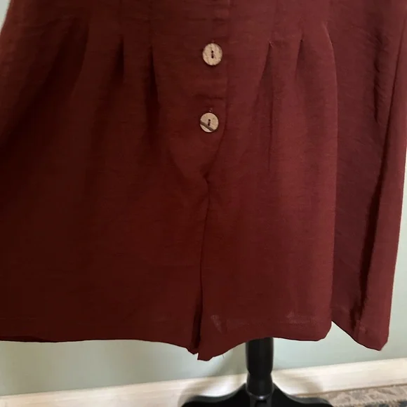 Haute‎ Monde Maroon Jumper V-Neck Seamless Short Sleeves  M Size Medium. NWOT - Picture 7 of 14